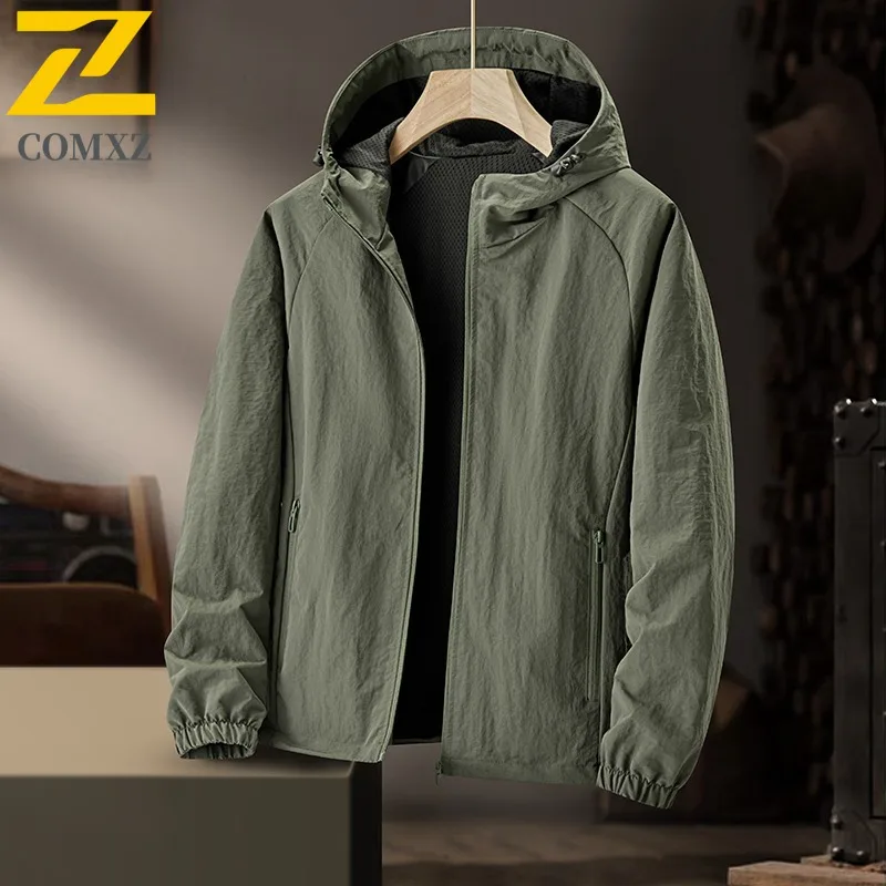 

COMXZ Men Office Jacket Stand Collar Design Commute Comfort Coat Business Leisure Lightweight Durable Autumn New Windbreaker