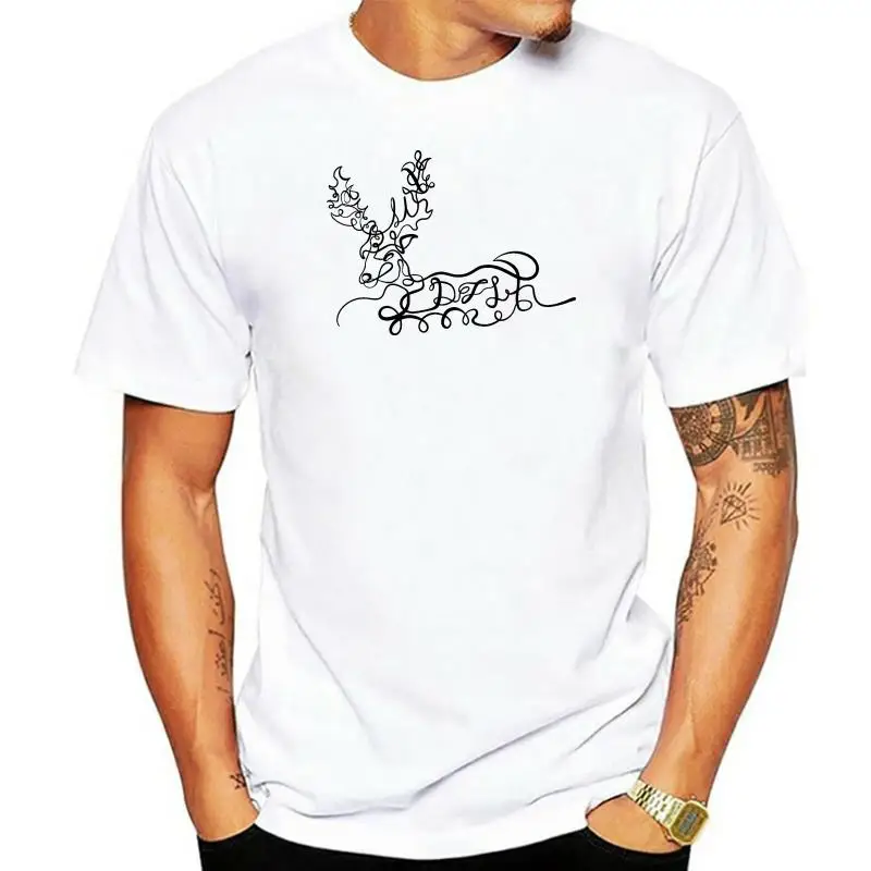 Oh! Deer Tee (mens unisex) - Calligraphy - One Line Design - Animals- Animal - Screen Printed Professional Tee -T-shirt