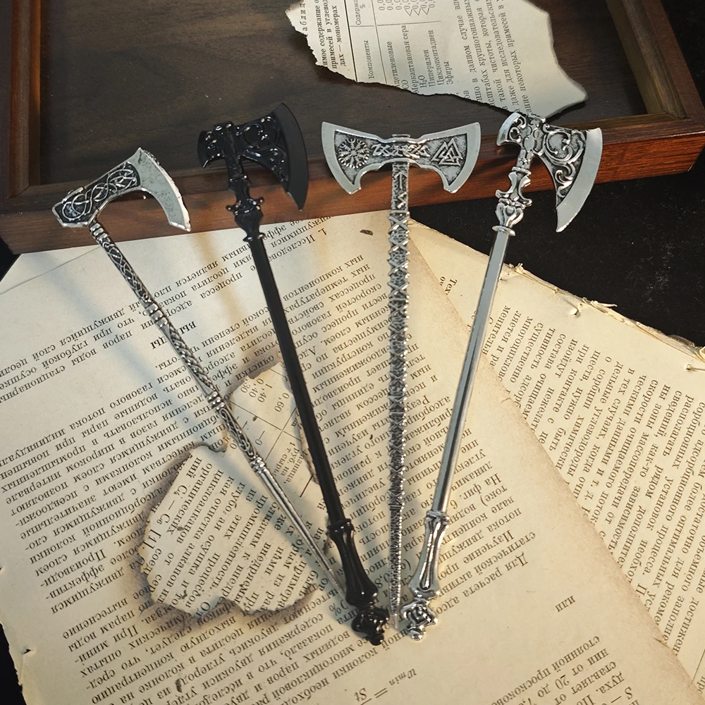 

4styles Punk Retro Norwegian Rune Celtic Knot Battle Axe Hair Stick Women Ethnic Viking Axe Hairpin Self Defense Witch Women