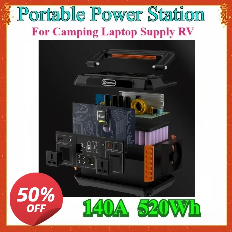

For Camping Laptop Supply RV New 520WH Emergency Solar Generator Battery Pack Power Bank Outdoor 140A Portable Power Station