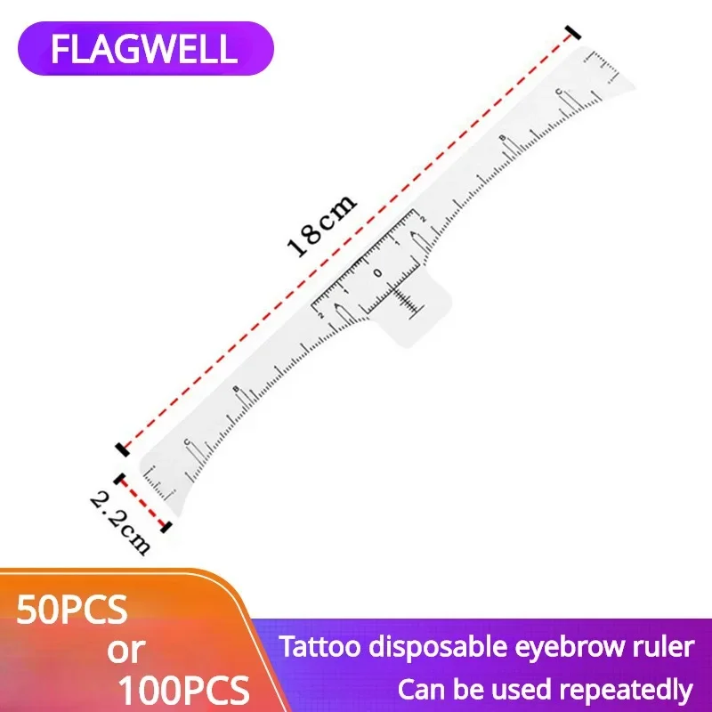 50 sztuk/100 sztuk jednorazowa linijka do brwi naklejka narzędzie do kształtowania brwi zestaw do makijażu precyzyjny pomiar pozycjonowanie akcesoria do tatuażu