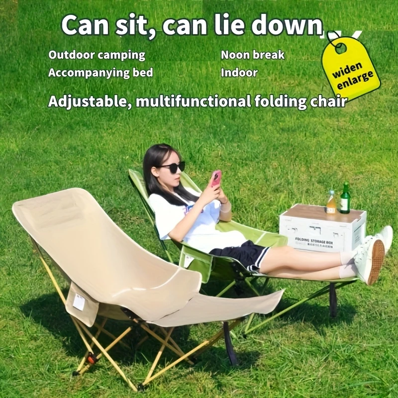 4 Position Adjustable Camping Chair With Footrest Portable Folding Chair For Outdoor Fishing Beach Travel Picnic And Relaxation