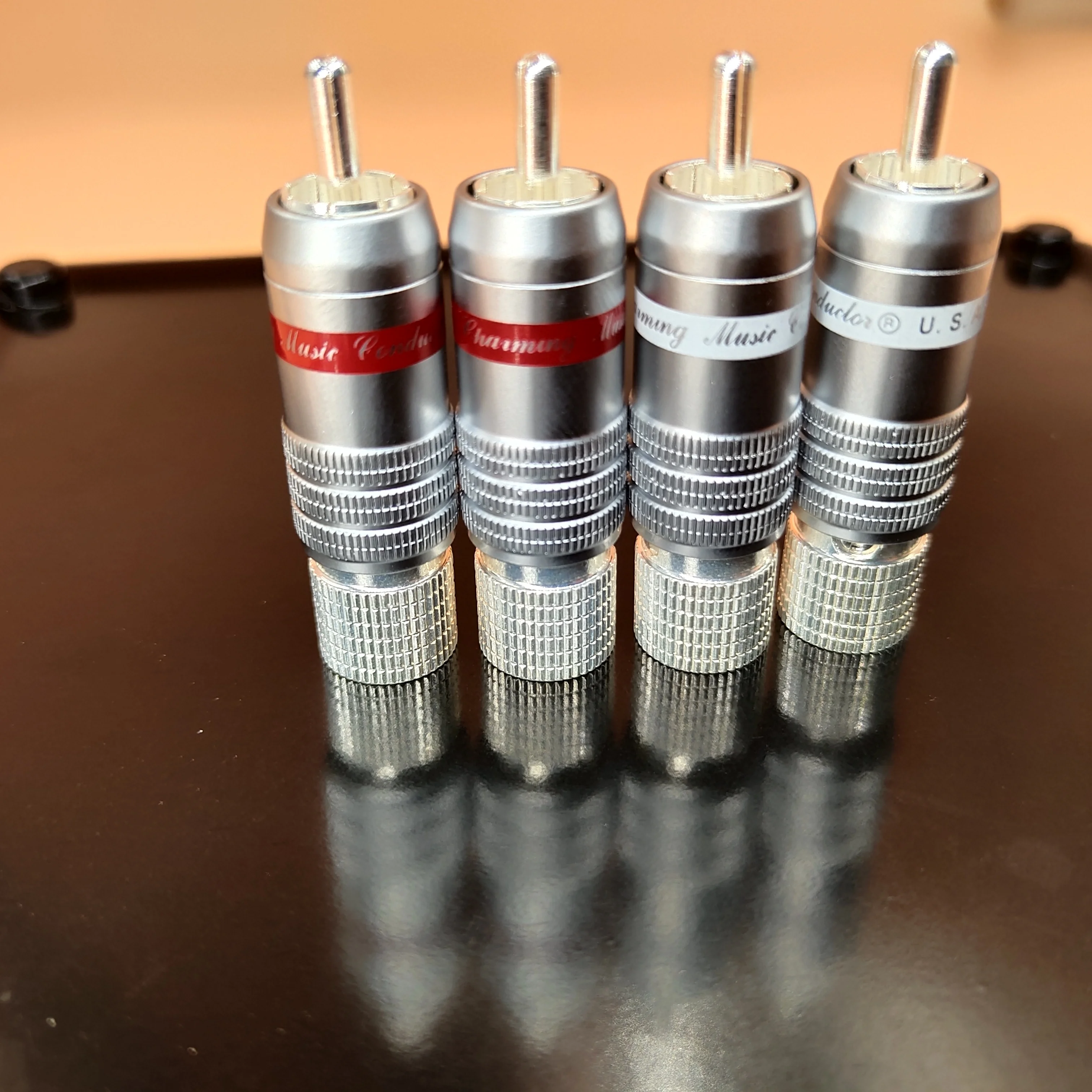CMC คุณภาพสูงเงินปลั๊ก RCA Hi-End DIY ชาย Audio Video ปลั๊ก RCA แจ็คเชื่อมต่อสำหรับ8มม.สูงสุดสายไฟ8ชิ้น/ล็อต