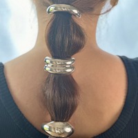 2024 New Metal Smooth Elastic Hair Loop Hairband Ponytail Hair Pin Headwear Vintage Fashion Hair Jewelry Accessories