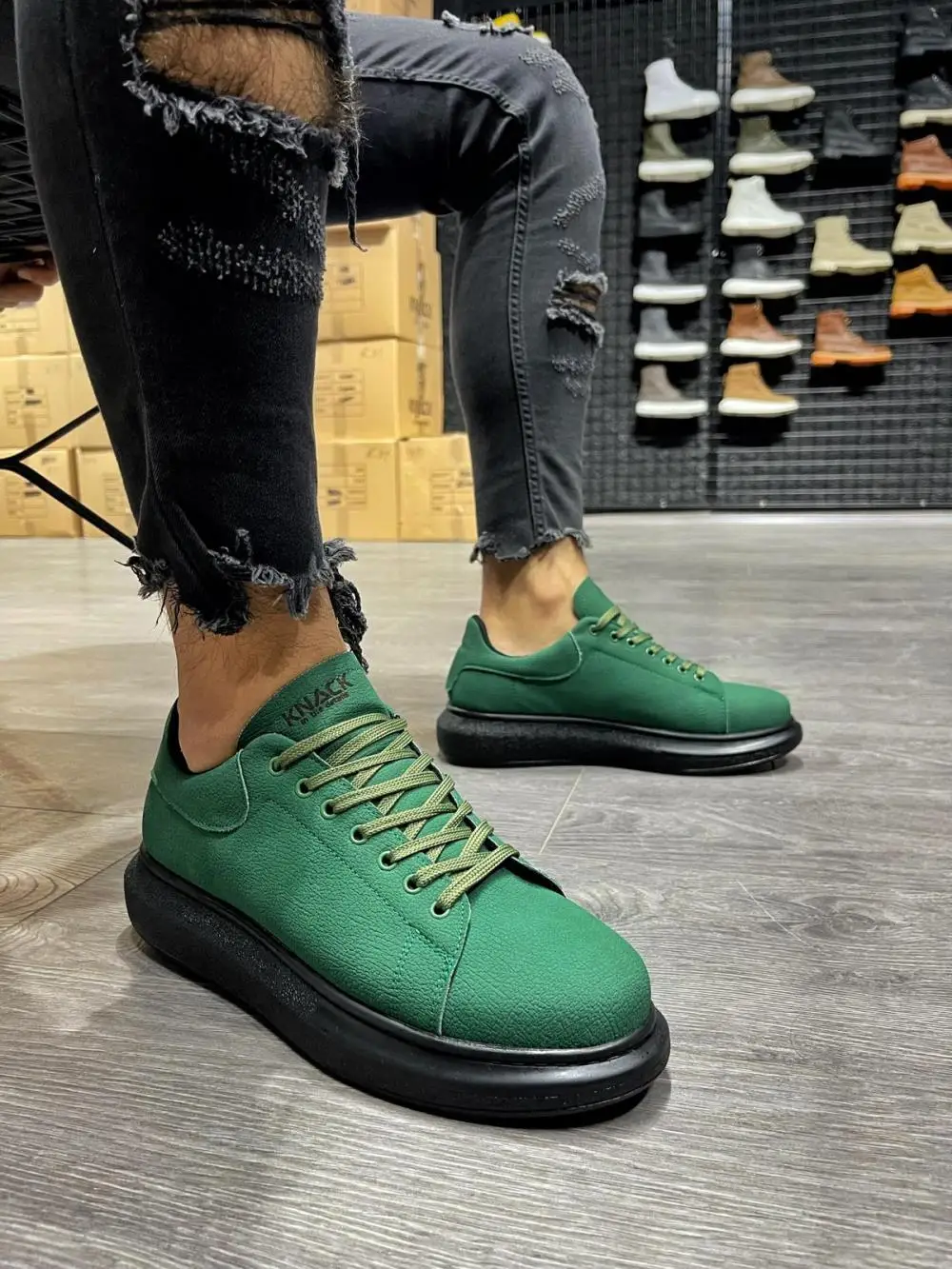 Knack high sole casual shoes 045 green (black base)