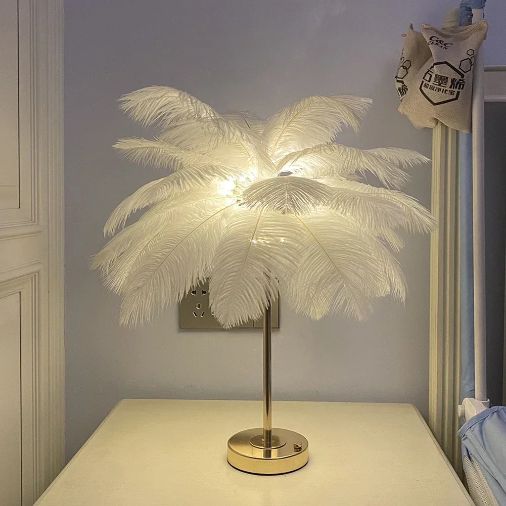 

2022 New Touch Control Table Feather Lamp For Wedding Bedroom Decoration LED Desk Lamp With Feathers USB Power/Rechargeable조명