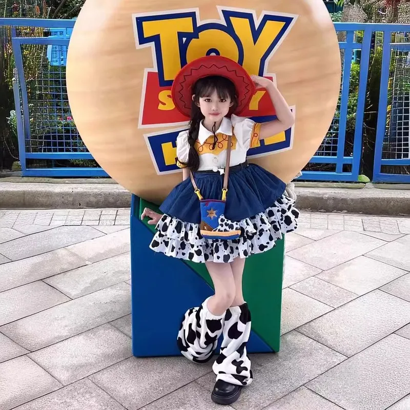 Girls Princess Lolita Skirt Cosplay Jessie Skirt Children Toy Story Woody Cowboy Clothing Stage Costume Halloween Christmas Gift