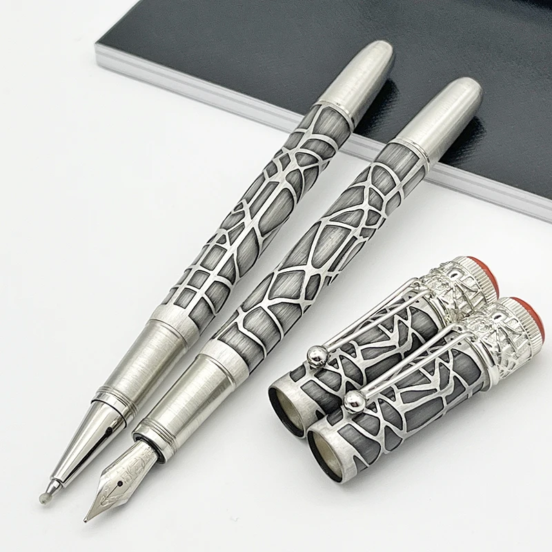 

Luxury Design MB Inheritance Series Fountain Rollerball pen Spider Metal Silver Net Engrave 14k 4810 Nib