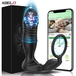 Male Thrusting Prostate Massager Bluetooth APP Vibrator for Men Gay Anal Plug Wireless Remote Butt Plug Sex Toy for Couples