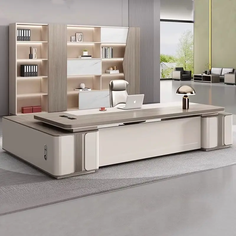 

Современный светлый роскошный стол босса и комбинация стульев простой современный атмосферный стол