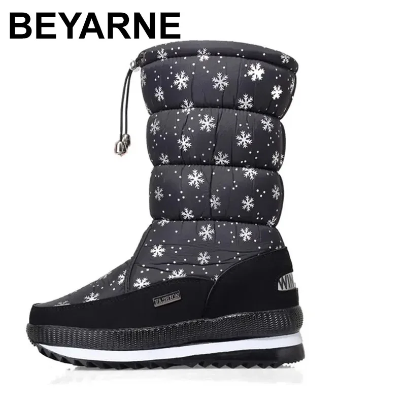 

2025 Women Winter Boots Platform Snow Boots Waterproof Non-slip Thick Plush Warm Mid-calf Boots for Women Winter Shoes