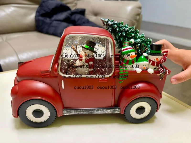 

Christmas Decorations Red Truck Tree Classic Car Snow Crystal Ball Music Box