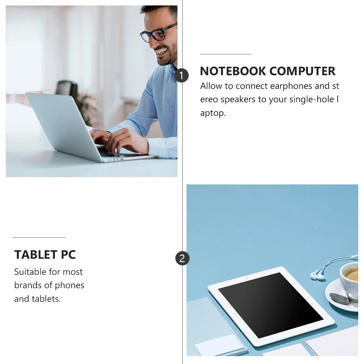 3Pcs Audio Splitter…