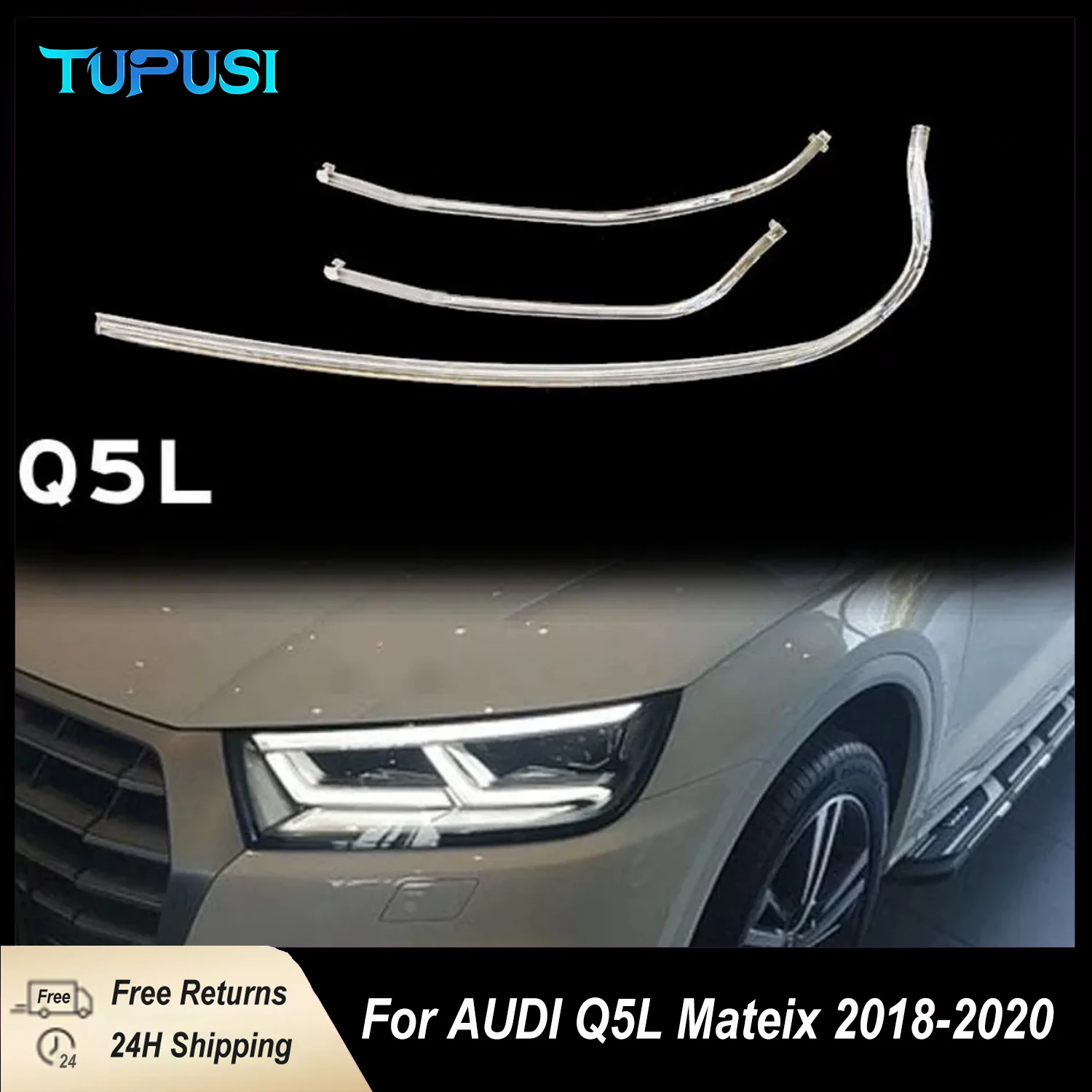

3PCS For Audi Q5L 2018 2019 2020 DRL Light guide plate Light guide tube Headlight Daytime Running Light Guide Angel Eye