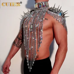 CUIER Excellent Men's Jewelry Huge Size Chocker Necklace Long Tassel Shoulder Accessories Drag Queen Beauty Contest Tops