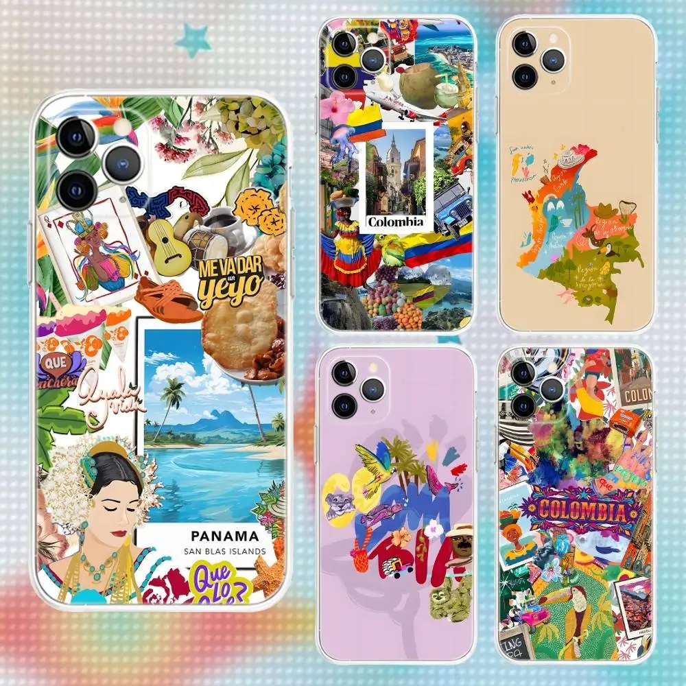

Colombia Summer Latina Phone Case For iPhone 17,16,15,14,13,12,11 Pro,Max,Plus,Air,X,XS,XR,SE,Mini Transparent Soft