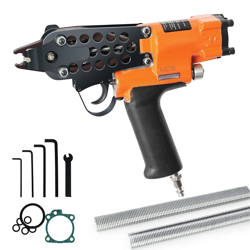 

SC760 16 Gauge Pneumatic Hog Ring Gun Kit 1/2-Inch Crown Air Power Hog Ring Pliers, 3.0-5.8mm Closure Diameter