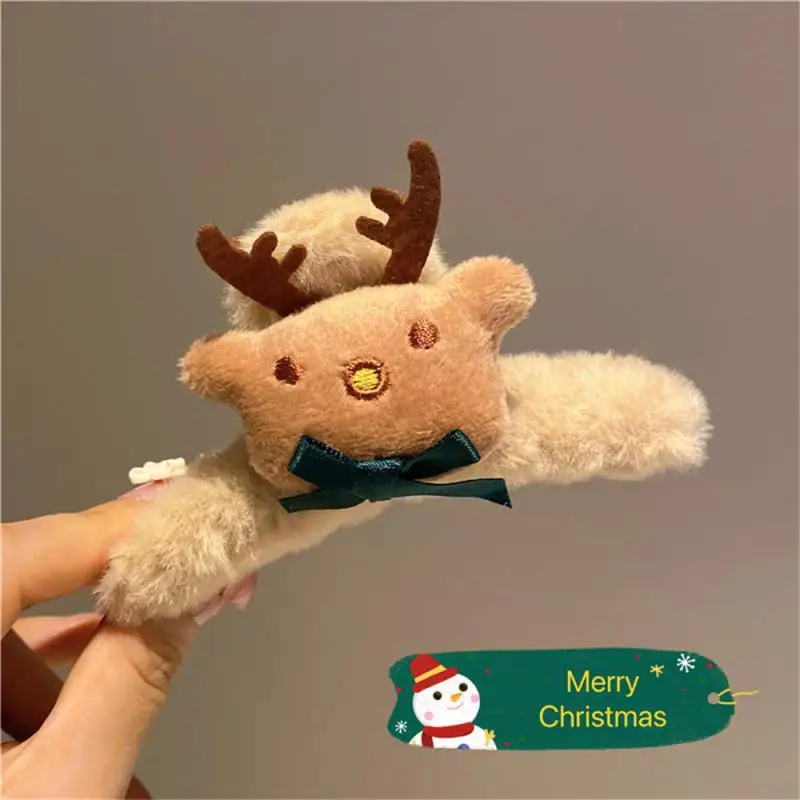 Christmas Headwear Cute Plush Christmas Style Grab Clip Cute Ponytail Shark Clip Large Hairpin Hair Accessories