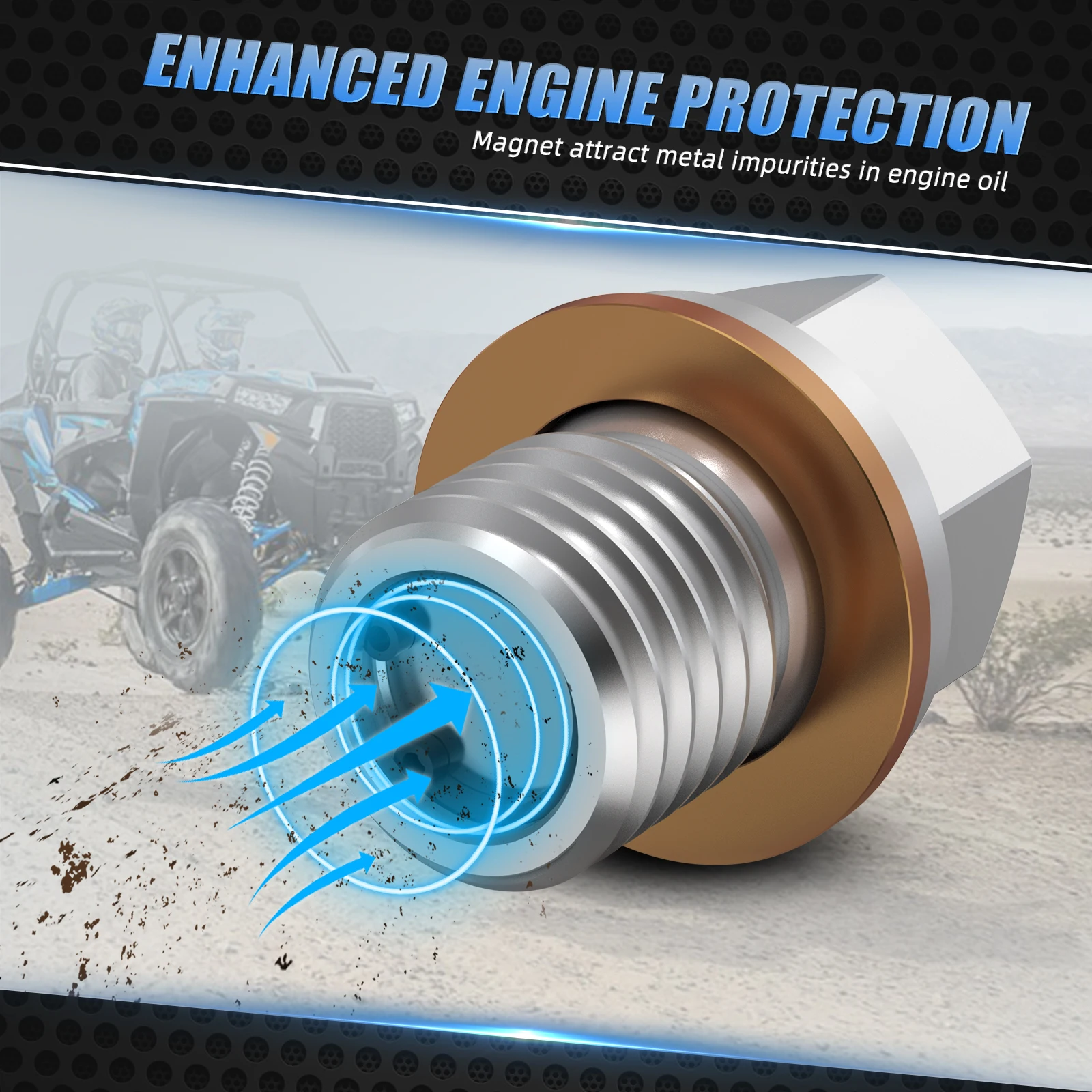 NICECNC Magnetic Oil Drain Plug And Washer M12X1.5 For Sportsman 850 Engine UTV ATV For Polaris RZR 800 900 XP 1000 EPS Ranger