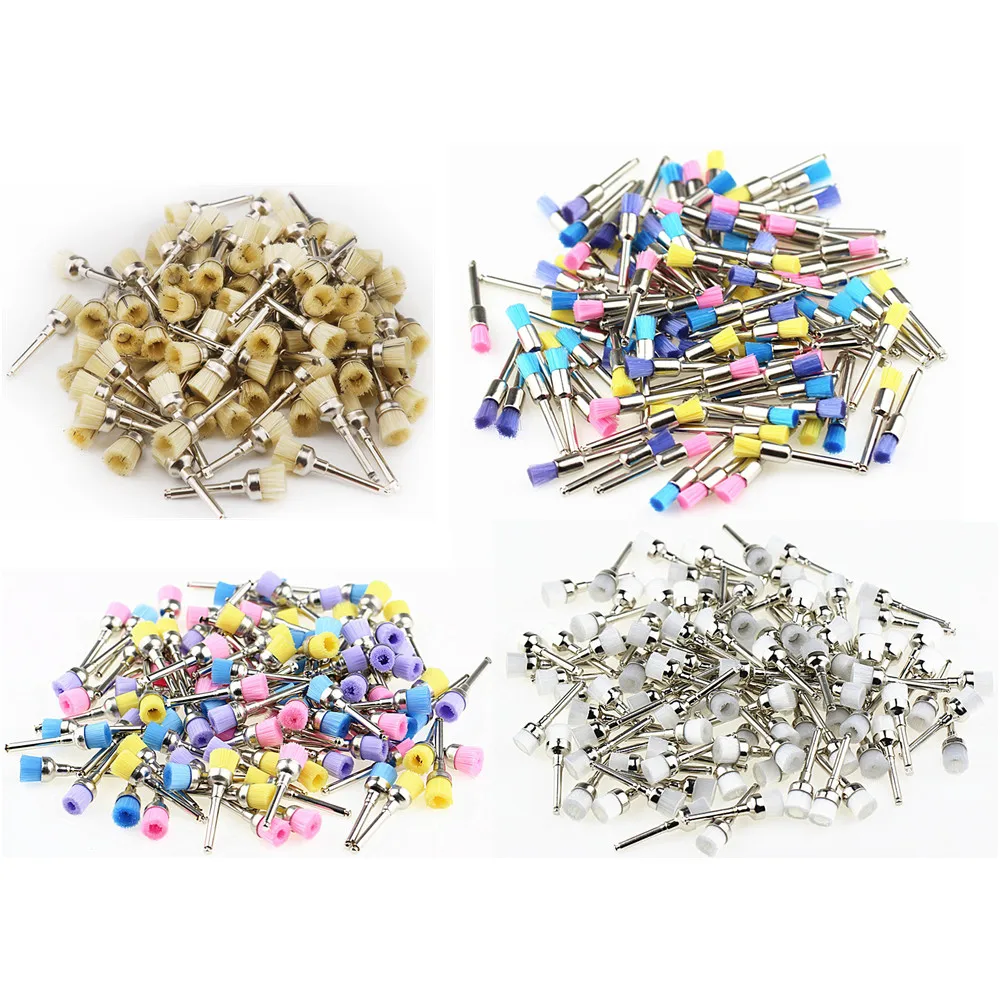 

50pcs Dental Prophy Brushes Polishing Polisher Disposable Latch type Mixed color Plat Used for Stain Removal Polish Dentistry