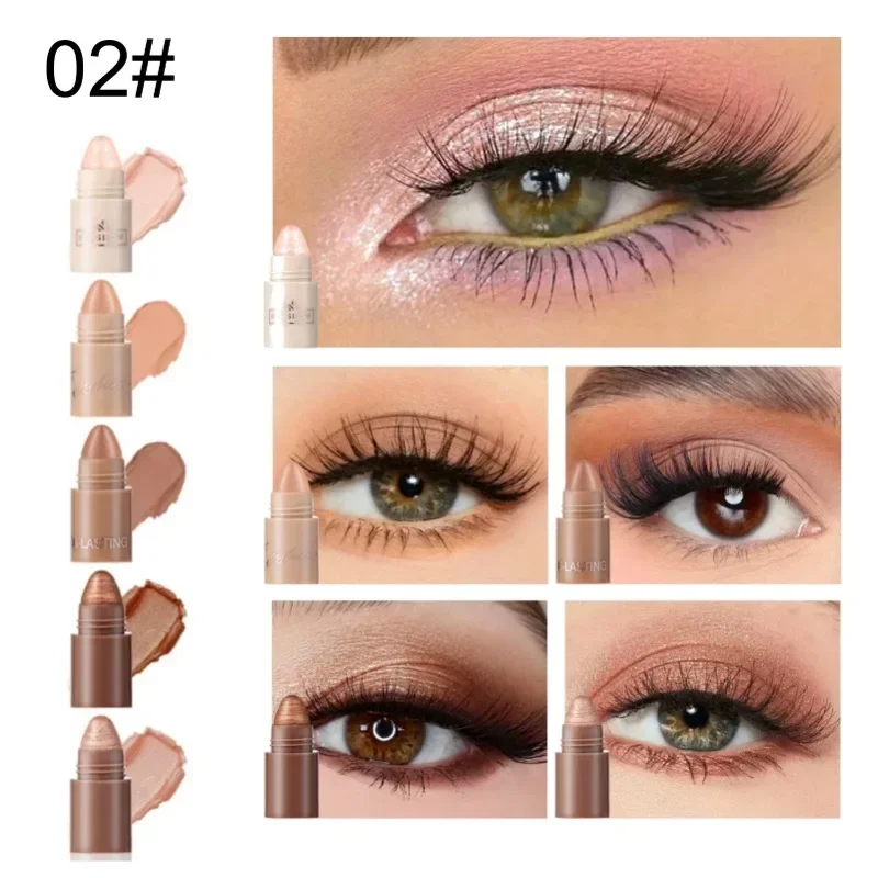 1PC Fine Shimmer, Multi-color Options, Brighten Eyes, Easy To Remove Makeup, 5-in-1 Eye Shadow Stick, Ideal Holiday Gift Series