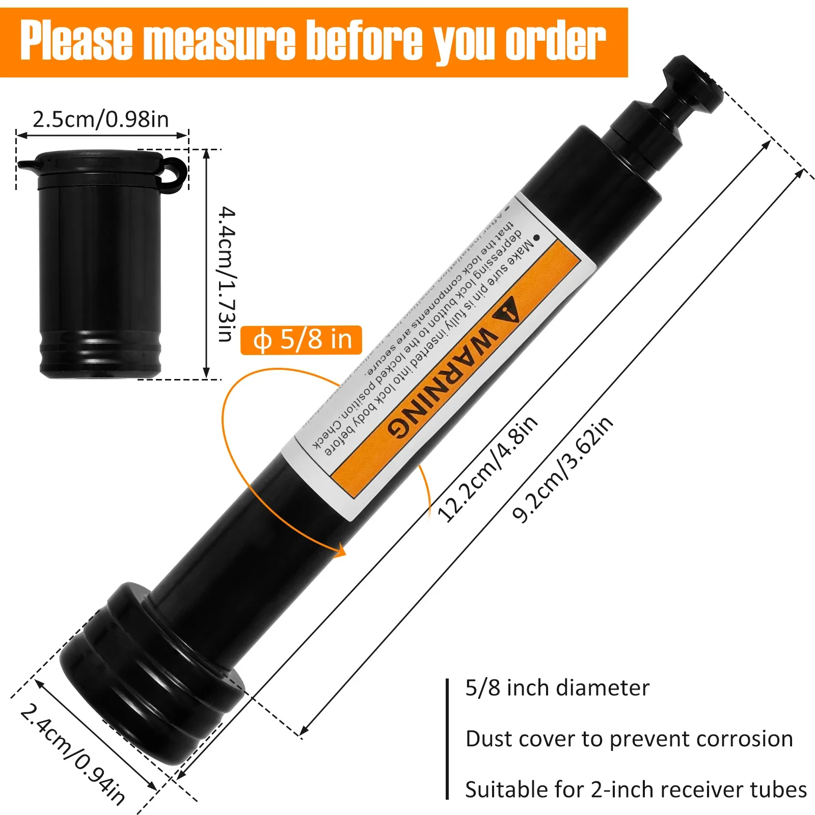 ヒッチレシーバーピンロック 2インチレシーバートレーラーレシーバーロックに適合 5/8インチピン ガラガラ防止Oリング レッカー車 ボート バイク用