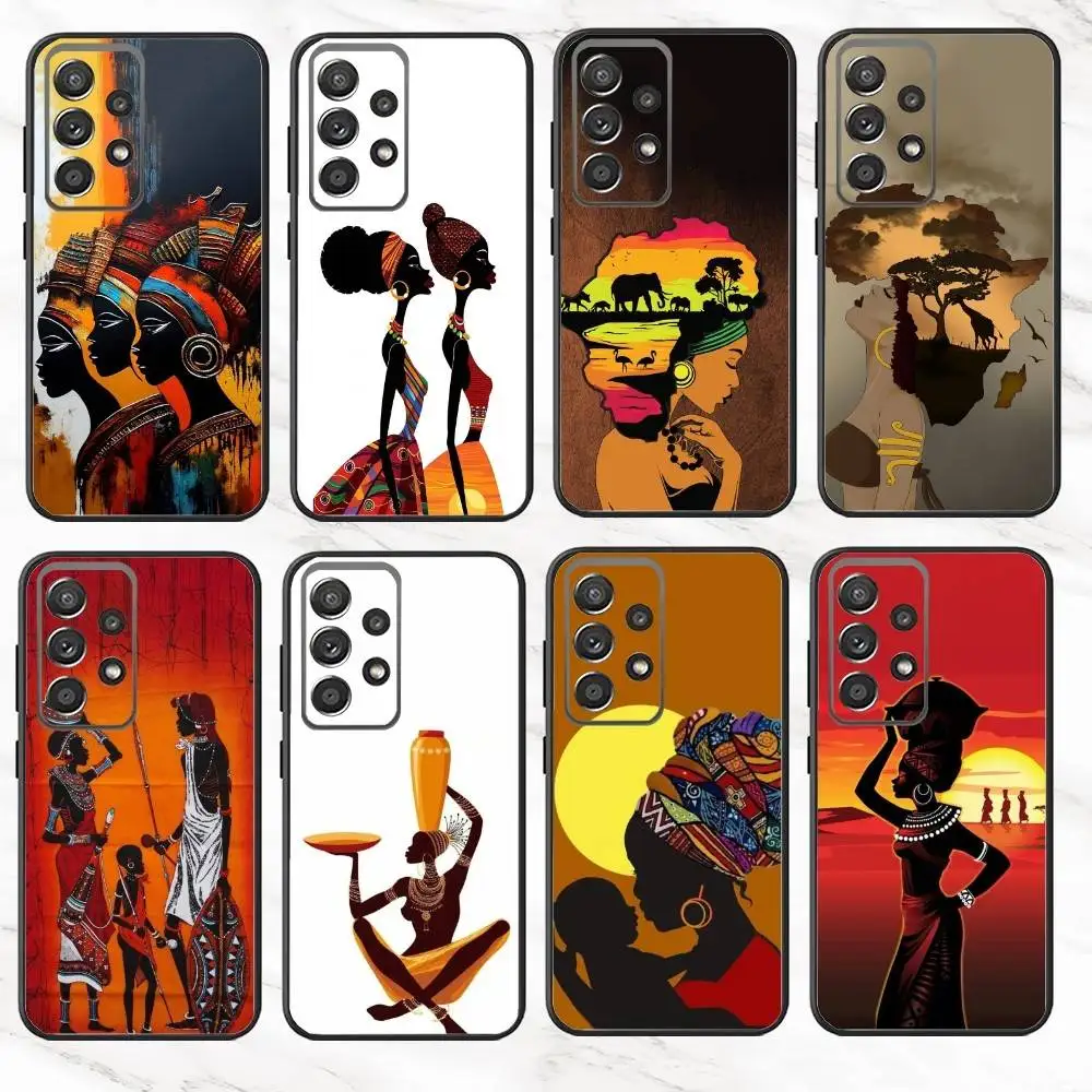 

A-African Art Phone Case For Samsung S25,S24,S21,S22,S23,S30,Ultra,S20,Plus,Fe,Note,10,9,5G Black Cover