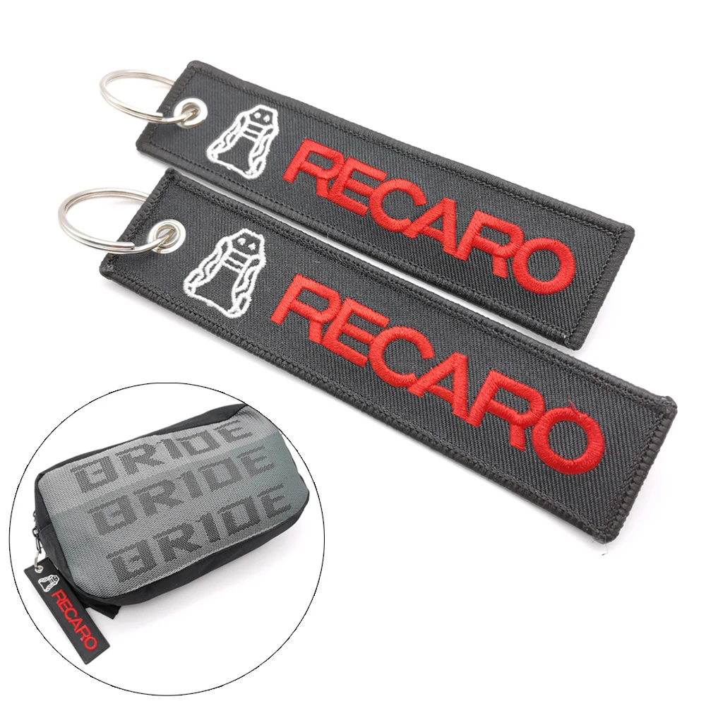 

Car Styling JDM RECARO Racing Keyring Embroidery Keychain Luggage Tag Backpack Lanyard Nylon Key Chain Auto Key Ring Accessories