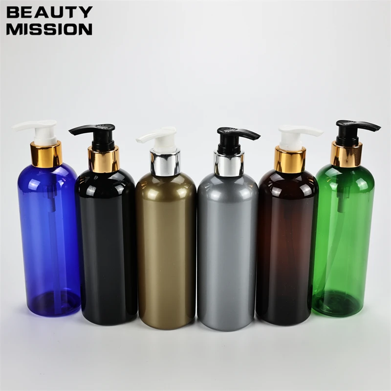 Golden 300ml x 20 Empty Plastic Lotion Bottle Shampoo Bottles For Personal Care Cosmetics Anodized Aluminum Lotion Pump Bottles