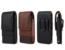 New Oxford Cloth Waist Leather Belt Clip Holster Case Phone Pouch Bag with Cowhide Pattern for 5.2-7.0