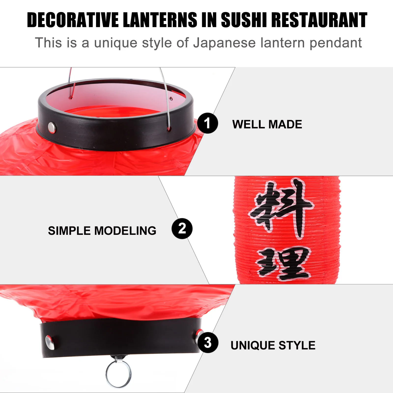 

Waterproof PVC Lantern Decorative Red Plastic Japanese Style Festival Home Restaurant Hanging Tabletop Lighting