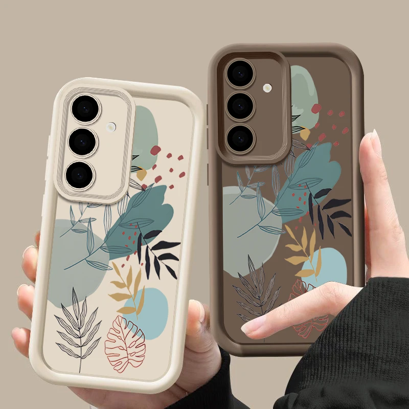 Abstract Plants Case For Samsung Galaxy A55 A14 A53 A54 A56 A35 A36 S25 S24 S23 S22 S21 Ultra Plus S24 FE Soft TPU Phone Cover