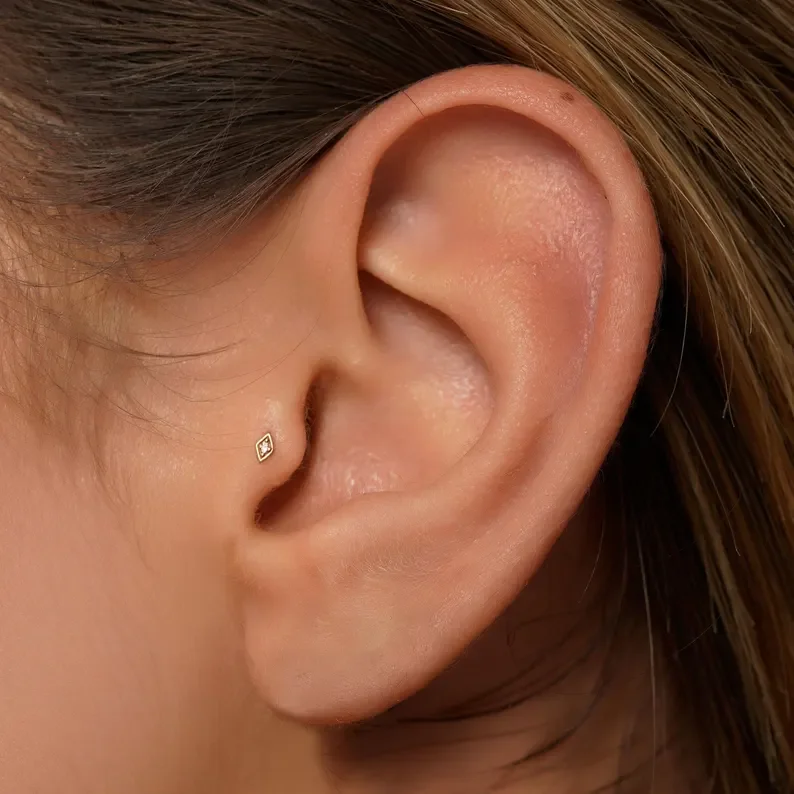 ROXI 1 Stück 925 Sterling Silber Mini Viereckiger Stern Zirkon Für Frau Flache Rückseite 18 Karat Gold Ins Piercing Ohrringe Edlen Schmuck – Detail 15