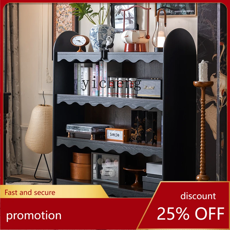 

Шкаф-витрина с книжной полкой из цельного дерева CZ, напольный шкаф-витрина с сеткой для хранения вещей