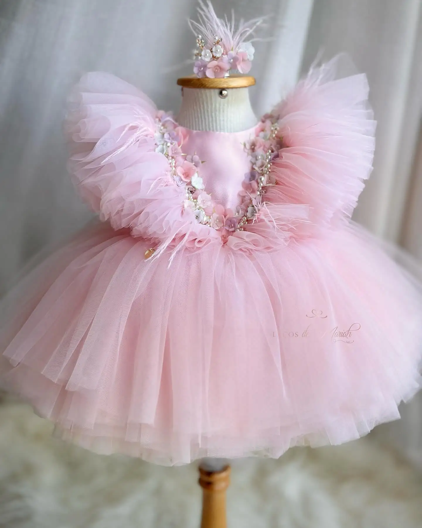 Vestidos de princesa rosa para niña, vestidos de flores para boda, vestido de baile con cuentas, vestidos de cumpleaños para niños, lazos para niñas pequeñas, vestidos para sesión de fotos