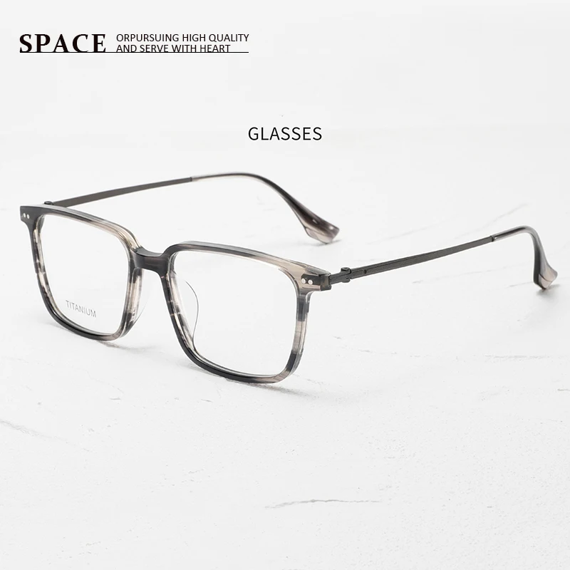 Square frame Ultralight Business Men glasses frame 97RX titanium legs Fashion women handmade glasses Custom optical lenses