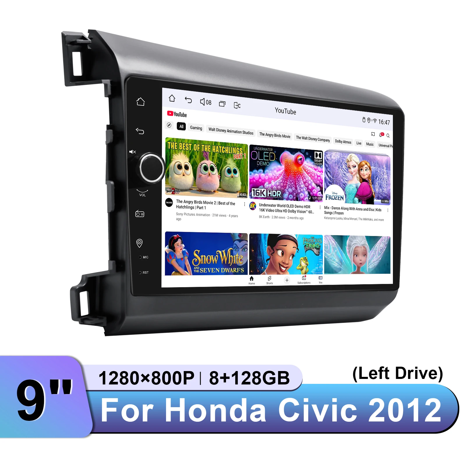 JOYING التوصيل والتشغيل 9 "أندرويد 13.0 راديو ستيريو للسيارة لهوندا سيفيك 2012 -2015 مشغل وسائط متعددة لاسلكي Carplay أندرويد السيارات