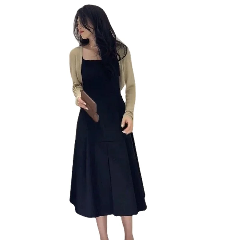 Autumn and Winter Mature and Gentle Department To Wear Imperial Sister Light Mature Wind Cardigan Camisole Dress Sub Two-piece