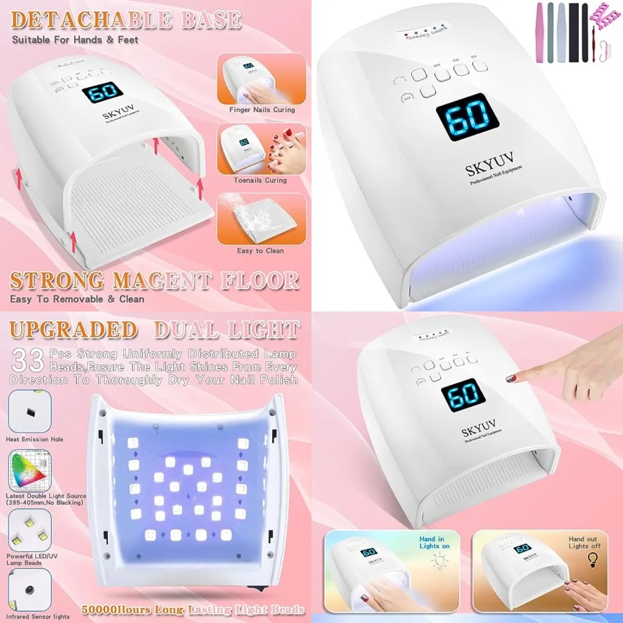 Rechargeable Faster Drying UV LED Nail Lamp, LED Nail Dryer Gel Polish Light Nail Polish Curing LED Nail Dryer Automatic Sensor