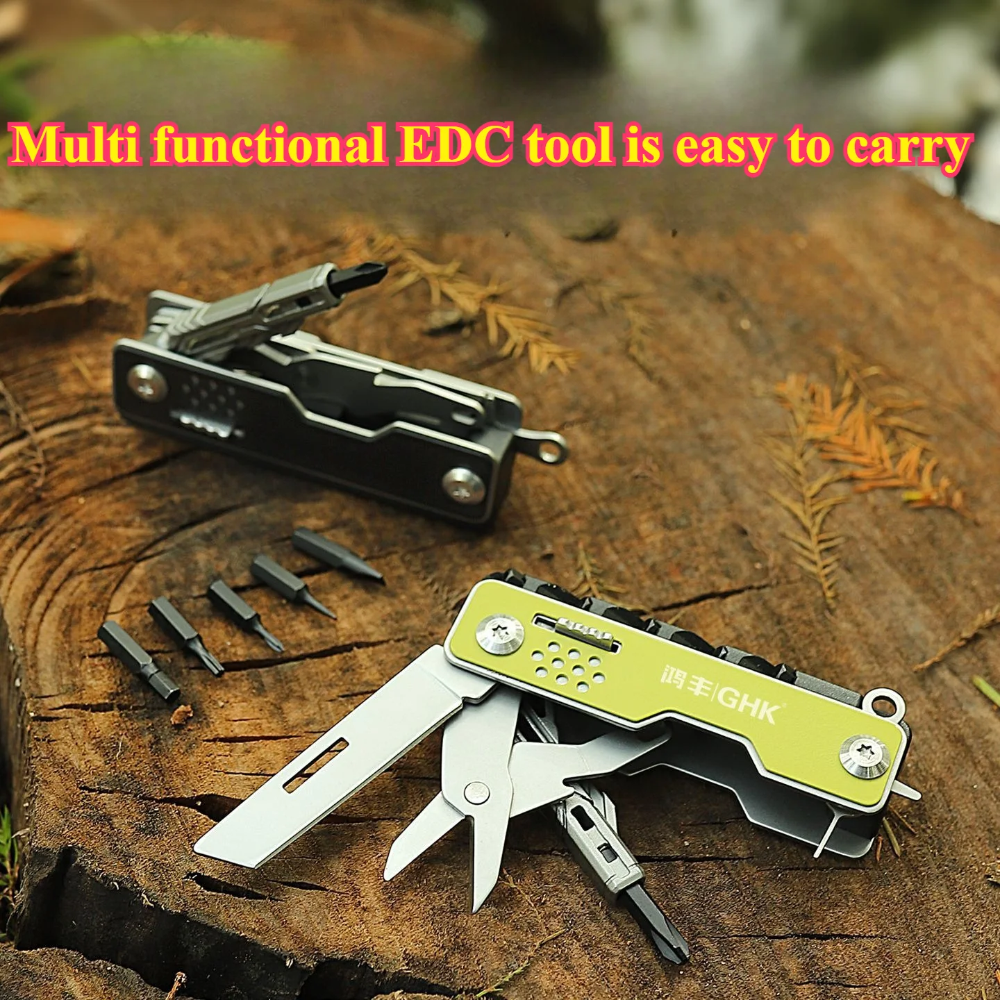 Multi functional outdoor tool mini EDC folding portable outdoor camping stainless steel tool self-defense