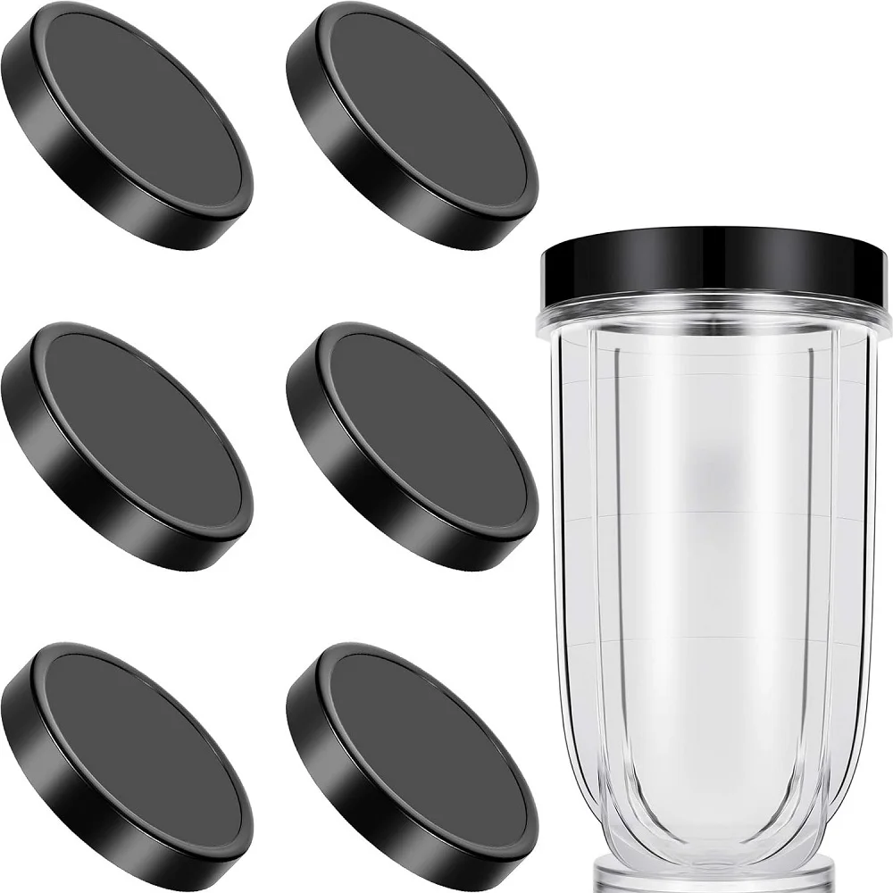 6Pcs Black Plastic Cup Stay Fresh Lid Compatible with Magic Bullet 250W MB1001