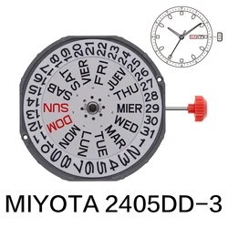 Miyota 2405 Japan Quartz Movement Japan 2405DD-3 Watch Movement With Day-Date Display Dual Calendar Replace Repair Part