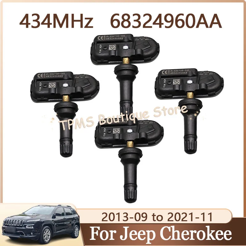 

68324960AA 4pcs 434MHz Car Tire Sensors System Tyre Pressure Sensor For Jeep Cherokee Ram 1500 2500 3500 Cargo Van