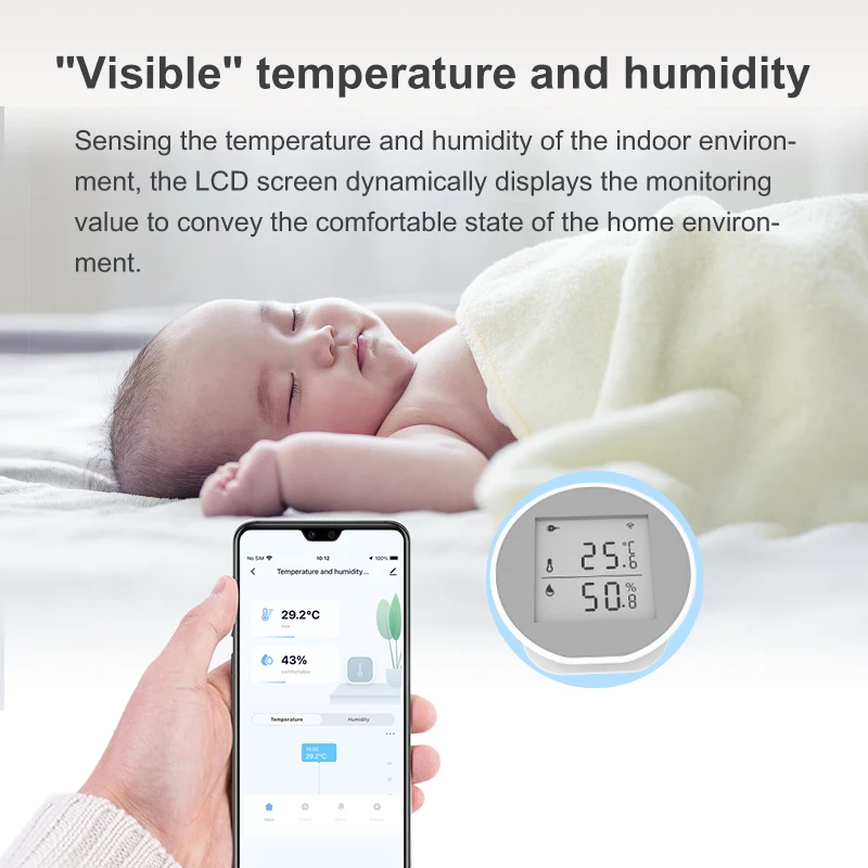 Tuya Zigbee APP Controle Remoto, Sensor Inteligente de Temperatura e Umidade, Monitor