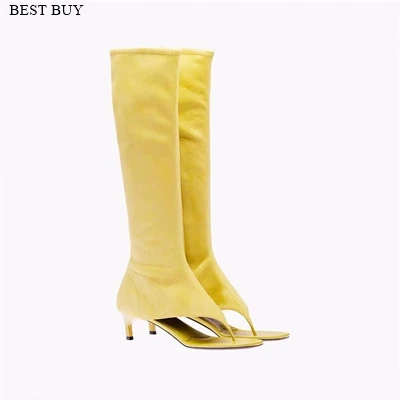 

Новинка 2023, европейский и американский стиль, модные женские высокие ботинки-туфли на тонком высоком каблуке с боковой молнией