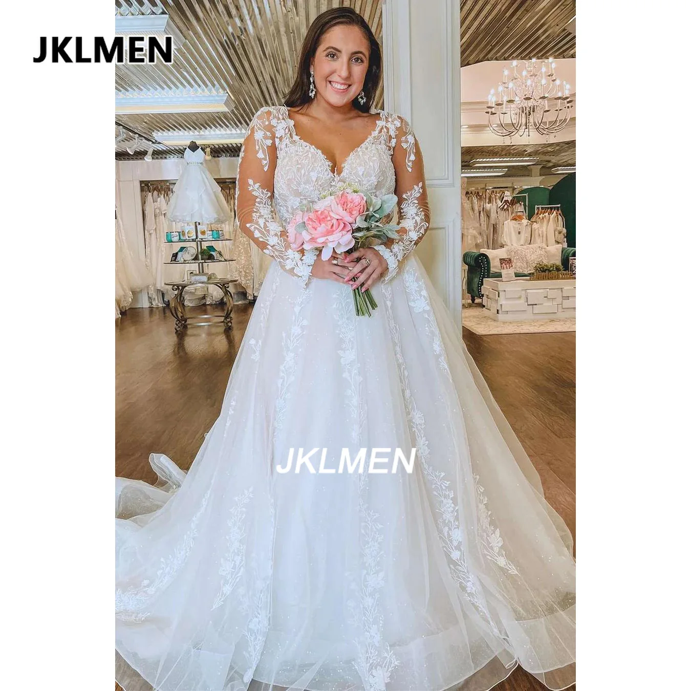 فساتين زفاف بوهو مزينة بالدانتيل على شكل قلب وسحاب وأكمام طويلة على شكل حرف a فستان زفاف فيستدوس دي نوفيا #2