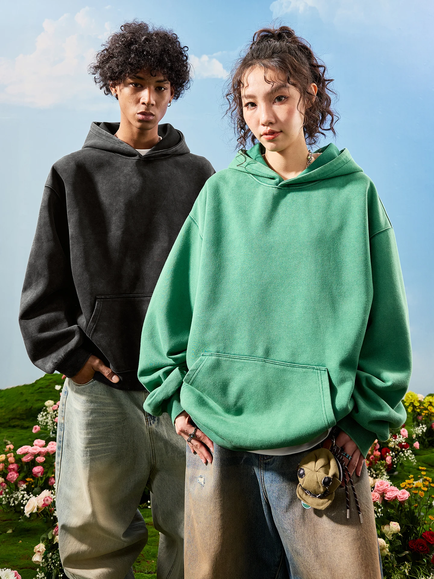 

Мужская толстовка Nuthink в американском ретро-стиле, цветная, с начесом, весна 2026, свободный крой, повседневная, молодежная мода