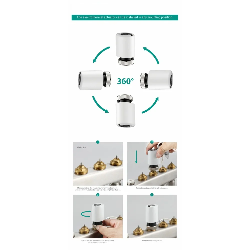 Normally Open Electric Thermal Actuator 230V 24V M30x1.5 For Underfloor Heating Manifold Valve Water Floor System