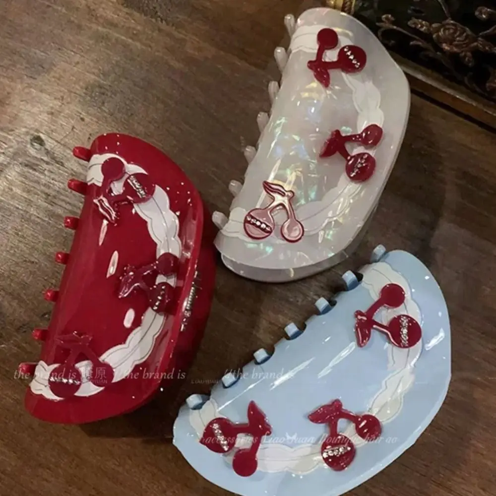 

Заколка-краб для волос из ацетата в корейском стиле, вишневая, геометрическая, модная, для высокого хвоста, аксессуар для волос