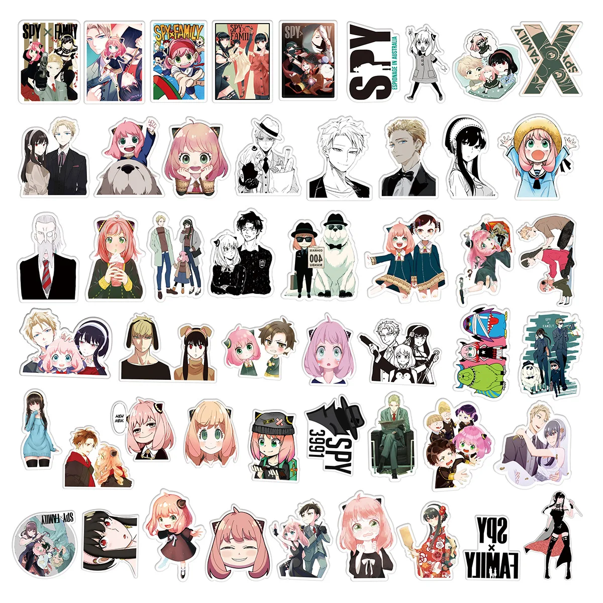 100pcs SPY×FAMILY Anime Stickers Waterproof Phone Case Kawaii Laptop Skin Cute Phone Case Aesthetic Stickers Stationery